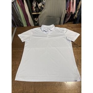 Mizzen and Main Polo Shirt Mens Large Blue Stripes Performance Cotton Golf